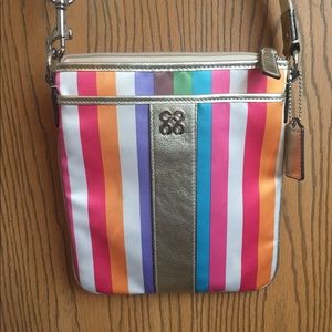 Coach Multi-color Striped Crossbody Purse